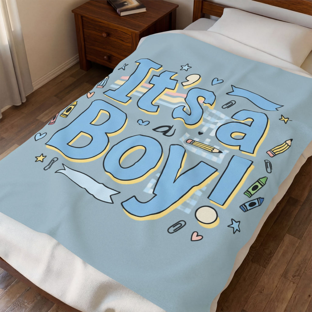 It's a Boy Velveteen Plush Blanket – Baby Shower Newborn Gift