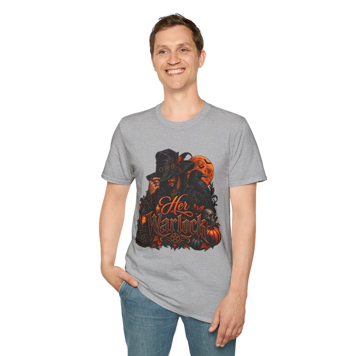 Graphic T‑Shirt — 'Her Majesty' Gothic Witch with Orange Moon
