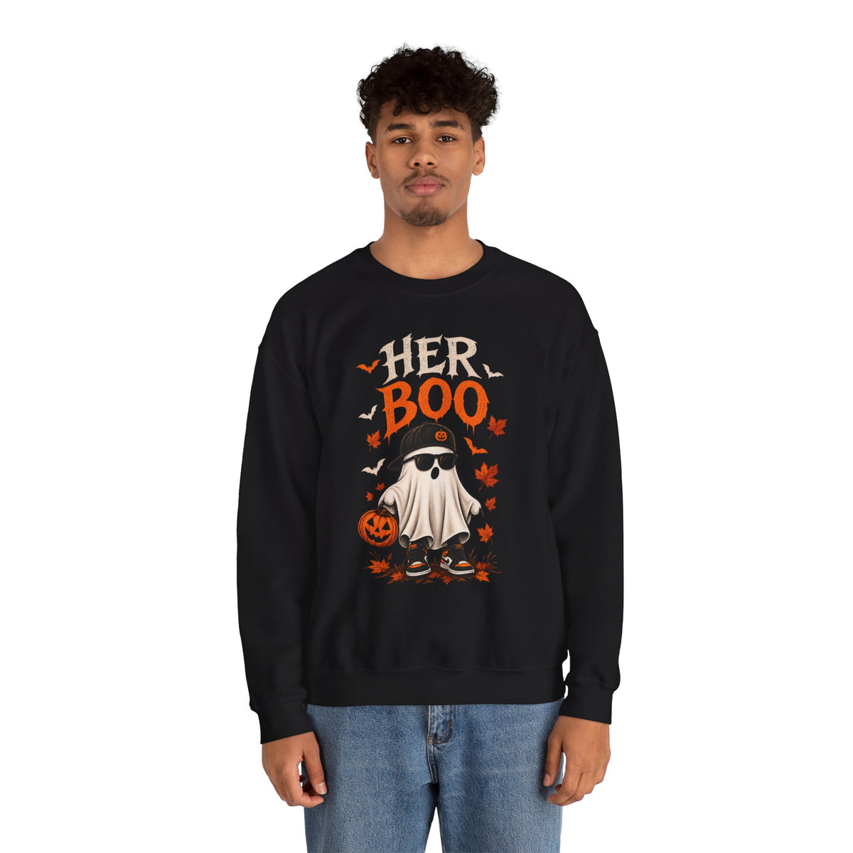 Her Boo Halloween Sweatshirt — Cute Ghost Pumpkin Crewneck