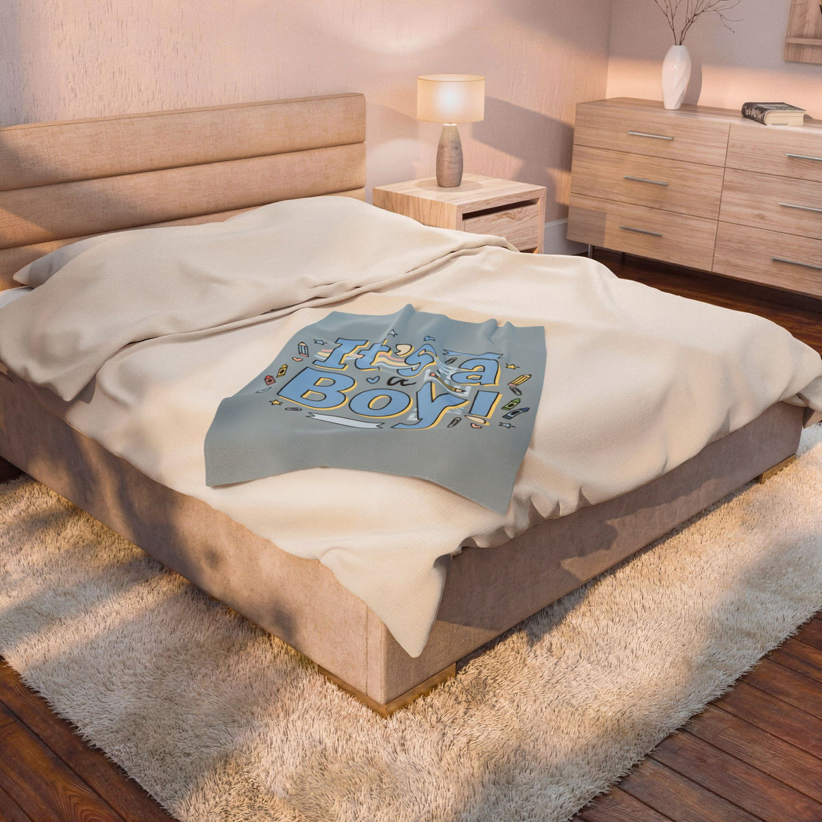 It's a Boy Velveteen Plush Blanket – Baby Shower Newborn Gift
