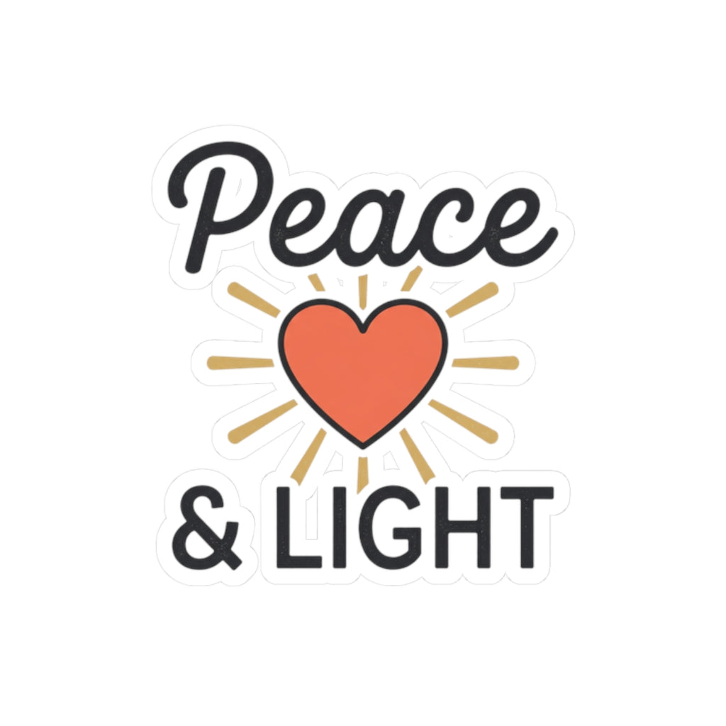 Peace & Light Heart Sticker — Positive Vibes Kiss-Cut Sticker