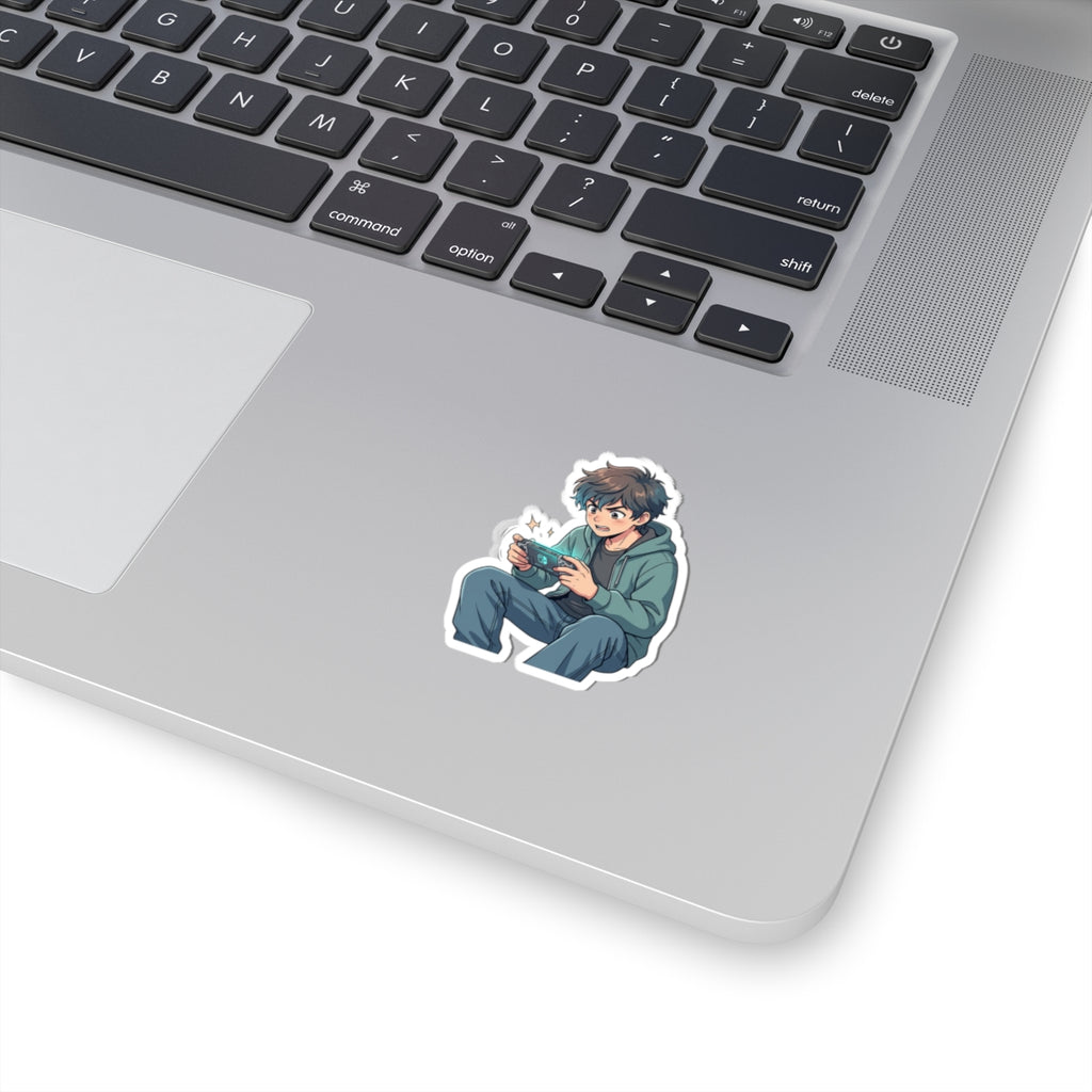 Gamer Boy Sticker — Cute Anime-Style Mobile Gaming Kiss-Cut Decal