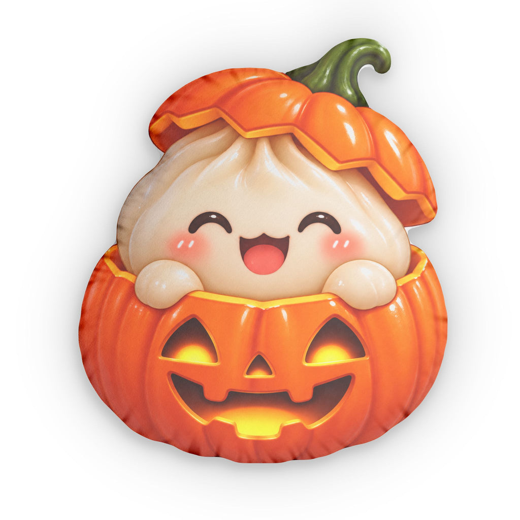Cute Pumpkin Jack-O'-Lantern Shaped Pillow — Halloween Plush Decor