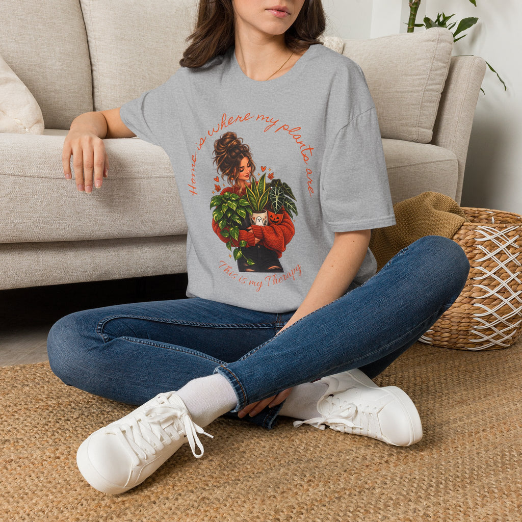 Plant Mom Graphic T-Shirt — “Home is Where My Plants Are” Cozy Plant Lover Tee
