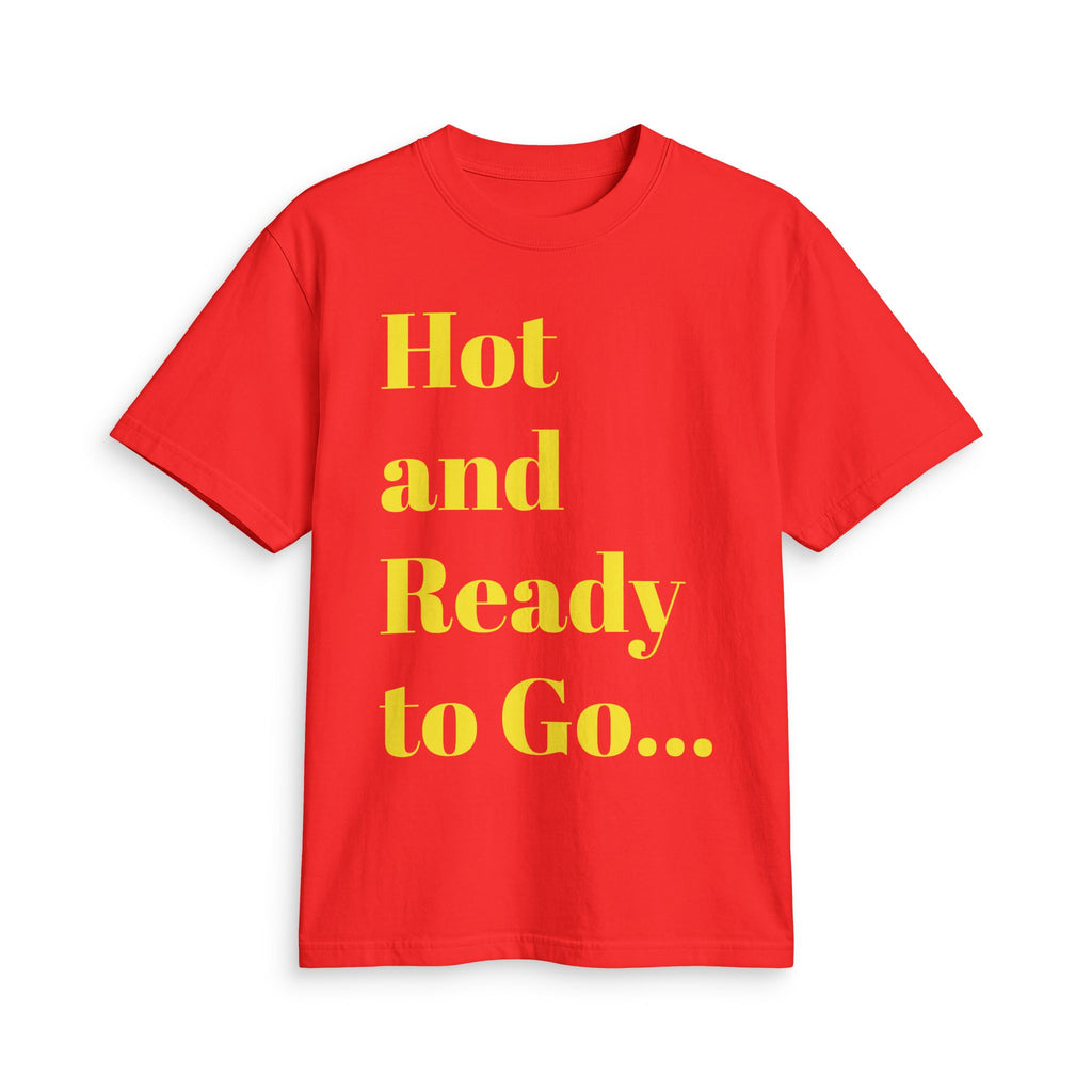 “Hot and Ready to Go…Home” Graphic T-Shirt — Funny Yellow Slogan Tee