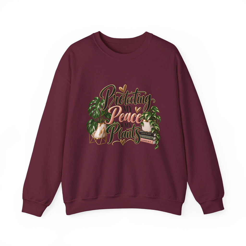 Plant Lover Sweatshirt — "Protecting My Peace & My Plants" Cozy Crewneck