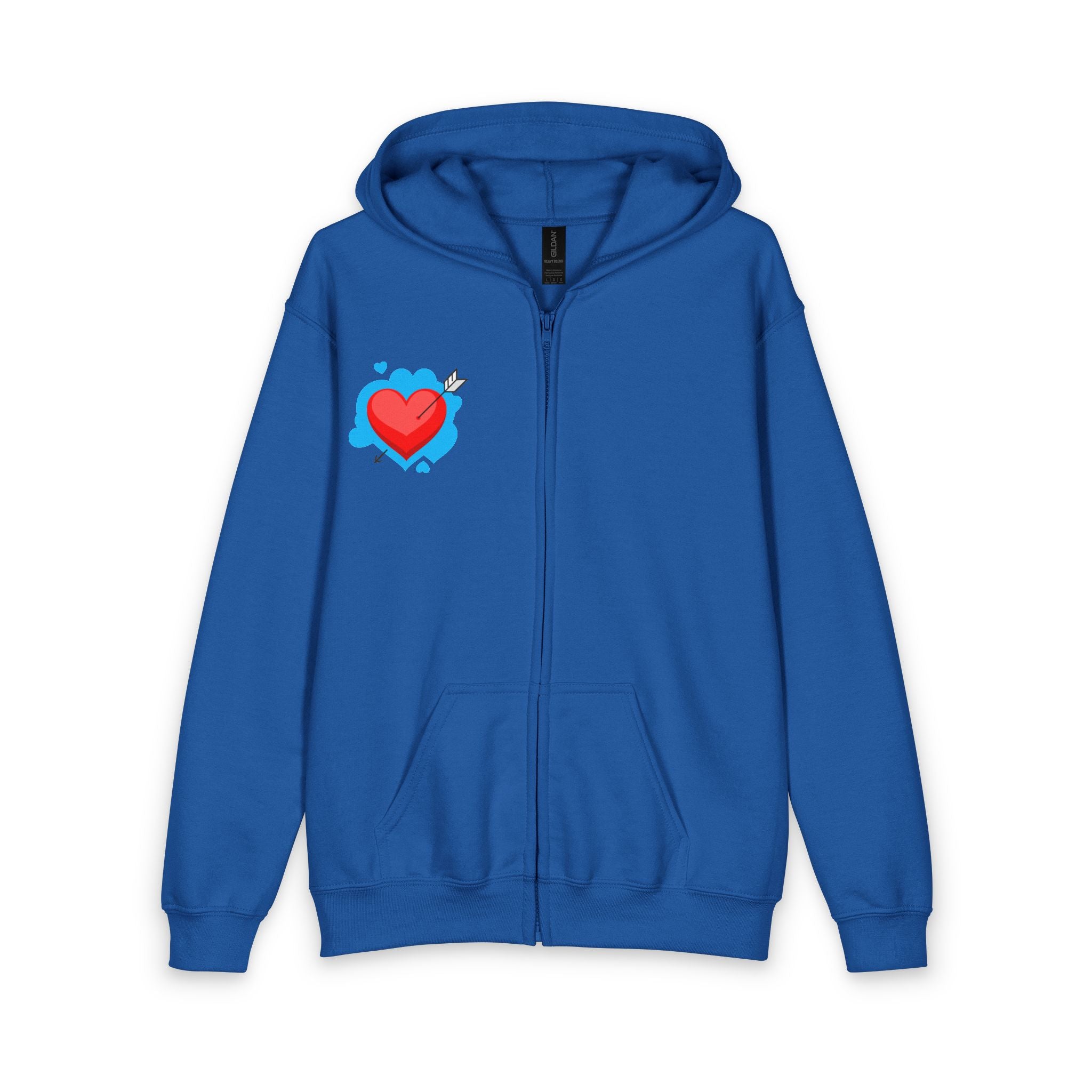 Heart Arrow Zip Hoodie — Youth Graphic Valentine's Hoodie