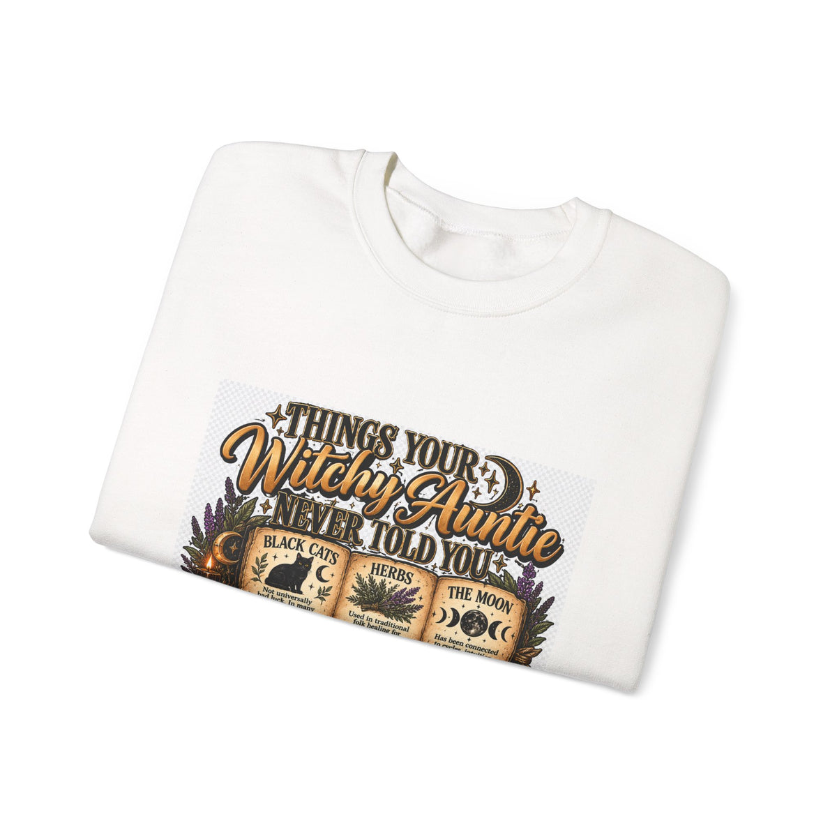 Witchy Auntie Crewneck Sweatshirt – Vintage Spellbook Graphic
