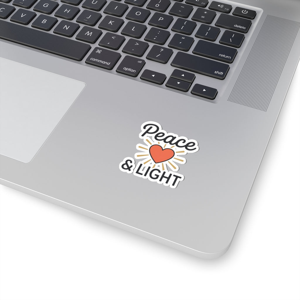 Peace & Light Heart Sticker — Positive Vibes Kiss-Cut Sticker