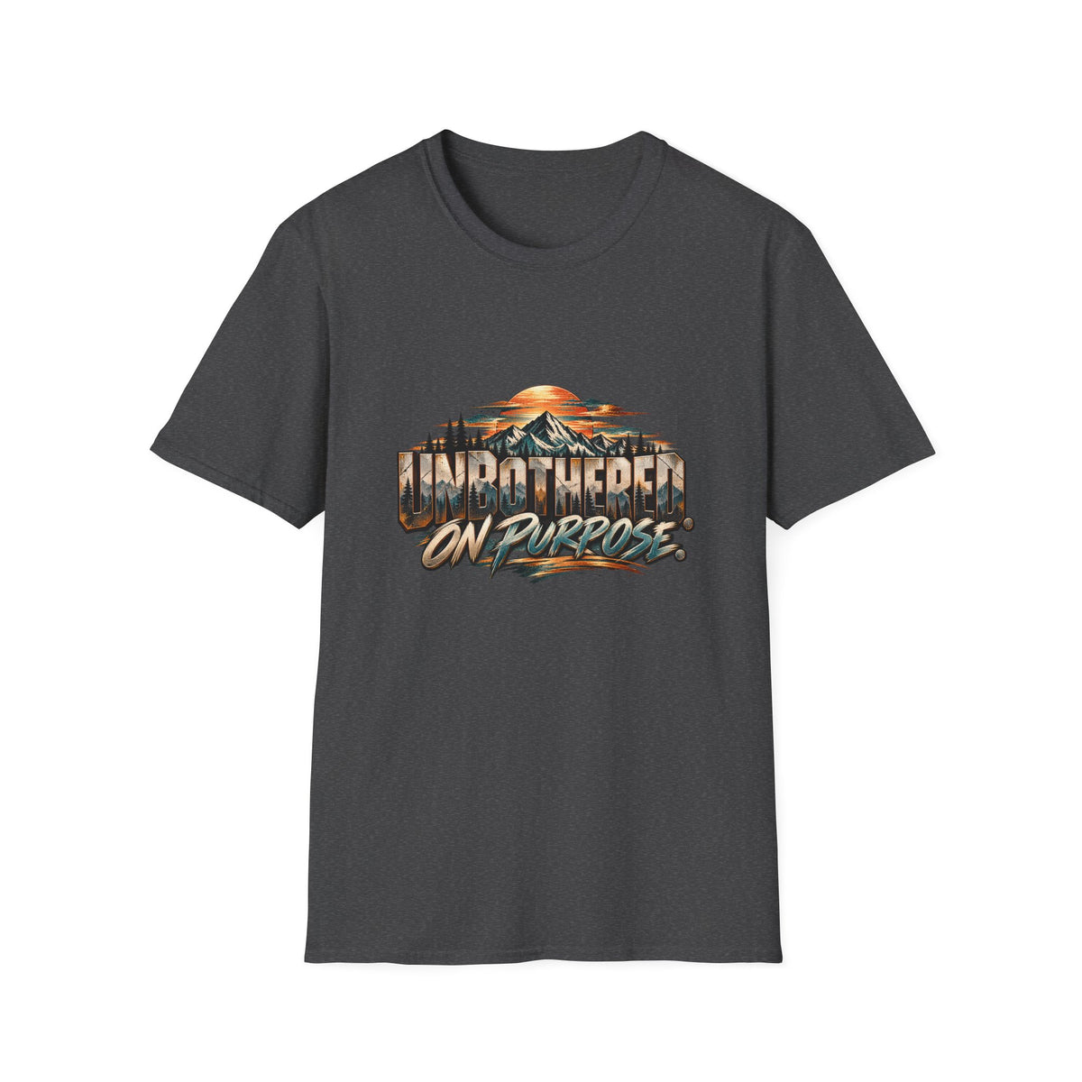 T-Shirt — unbothered On Purpose Vintage Mountain Sunset Graphic