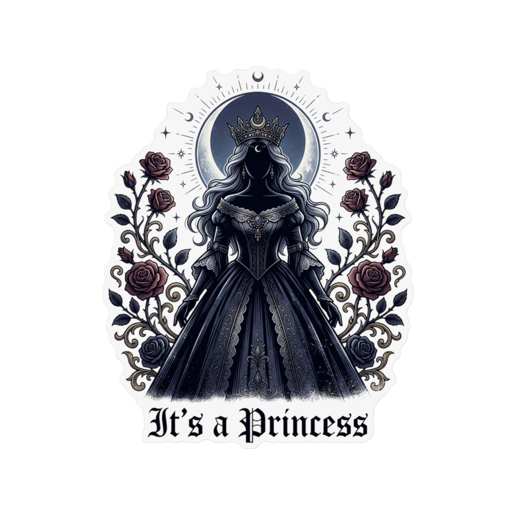Gothic "It's a Princess" Custom Shape Magnet — Dark Princess Floral Fridge Sticker