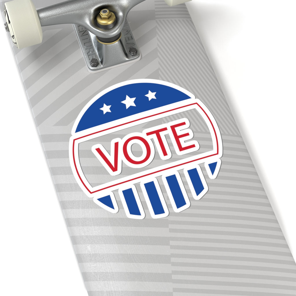 Vote Round Kiss-Cut Sticker — Patriotic Red, White & Blue VOTE Decal