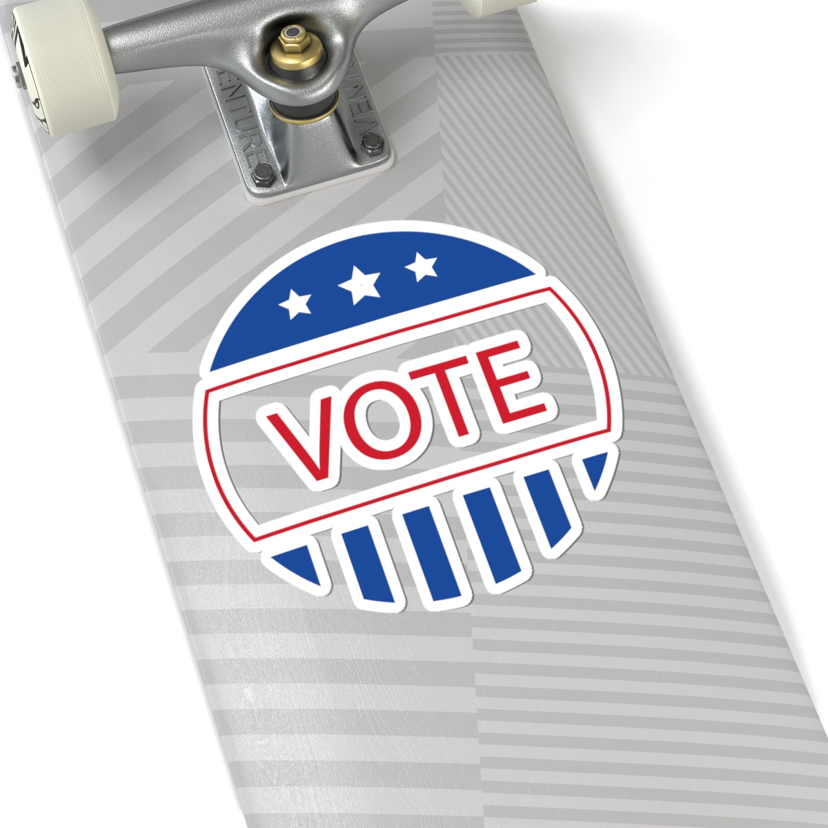 Vote Round Kiss-Cut Sticker — Patriotic Red, White & Blue VOTE Decal