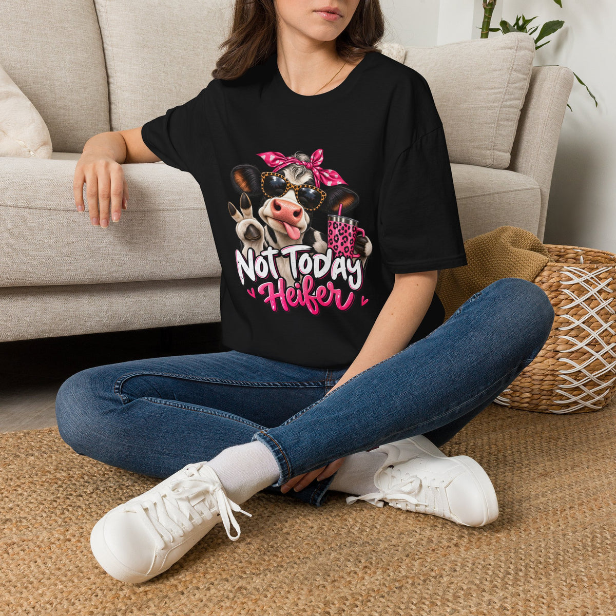 Not Today Heifer Cow Graphic T-Shirt – Funny Cow Shirt for Women & Farm Lovers