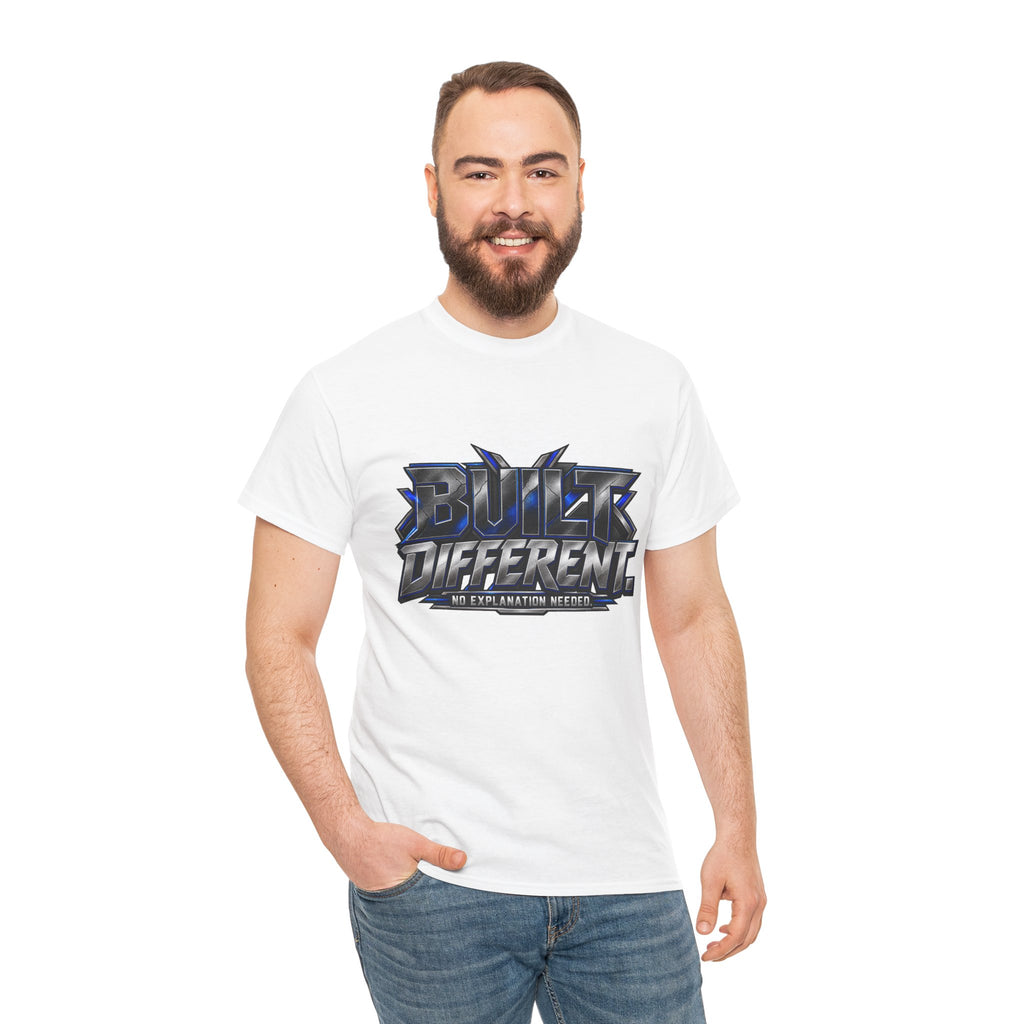 Built Different T-Shirt — Bold Metallic Graphic Tee ('Built Different')