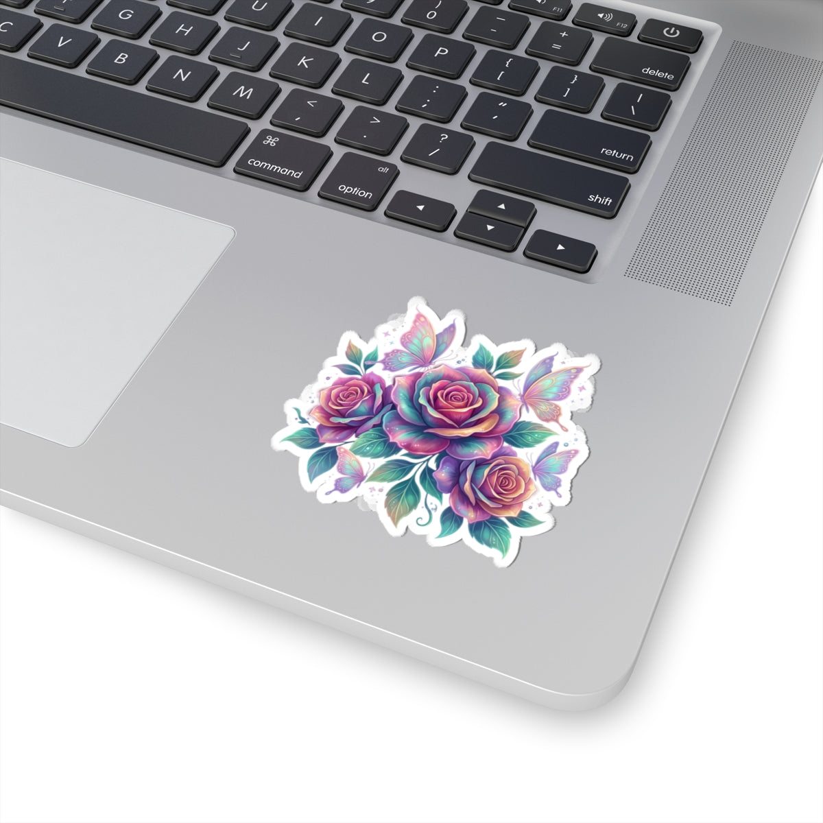 Iridescent Rose Bouquet Sticker — Kiss-Cut Floral Laptop Decal