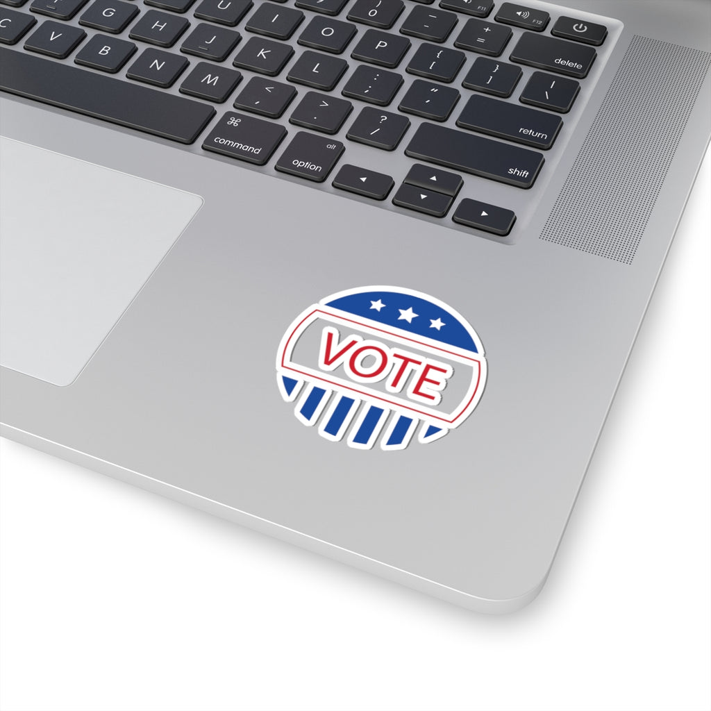 Vote Round Kiss-Cut Sticker — Patriotic Red, White & Blue VOTE Decal