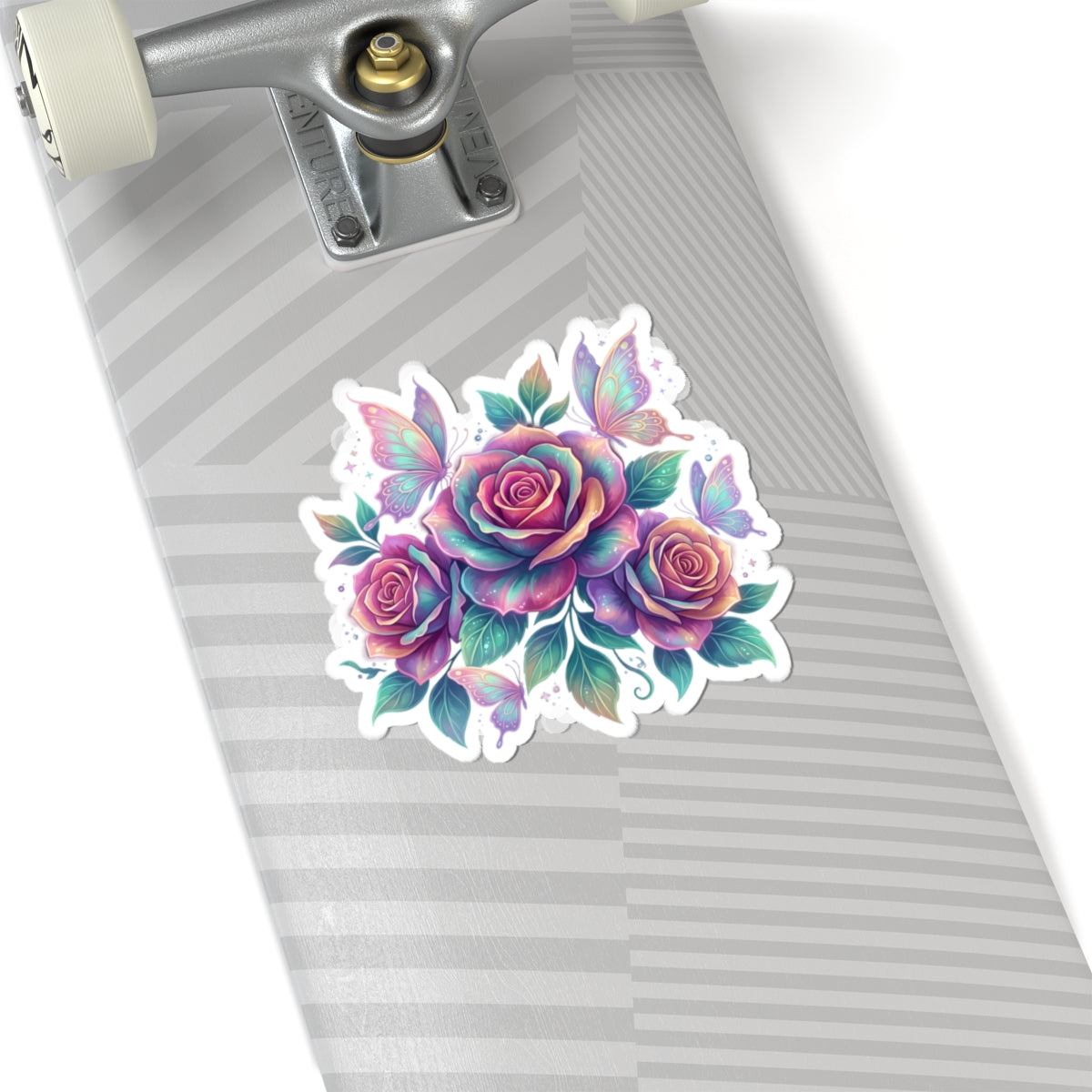 Iridescent Rose Bouquet Sticker — Kiss-Cut Floral Laptop Decal