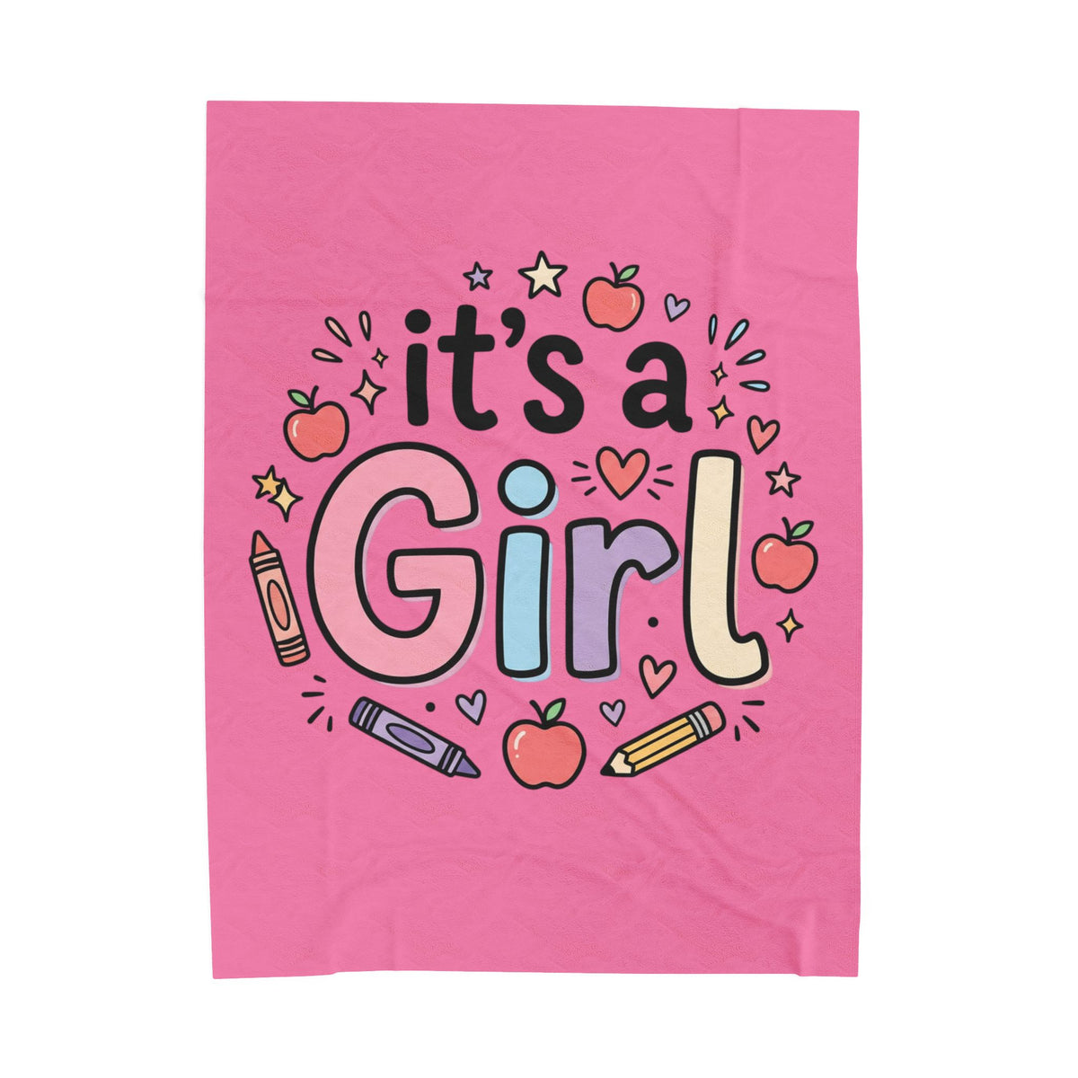It's a Girl Velveteen Plush Blanket – Pink Baby Announcement & Newborn Gift