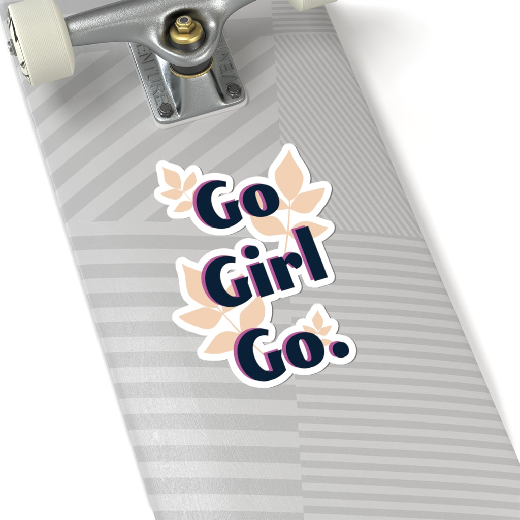 Go Girl Go Sticker — Motivational Floral Laptop Decal