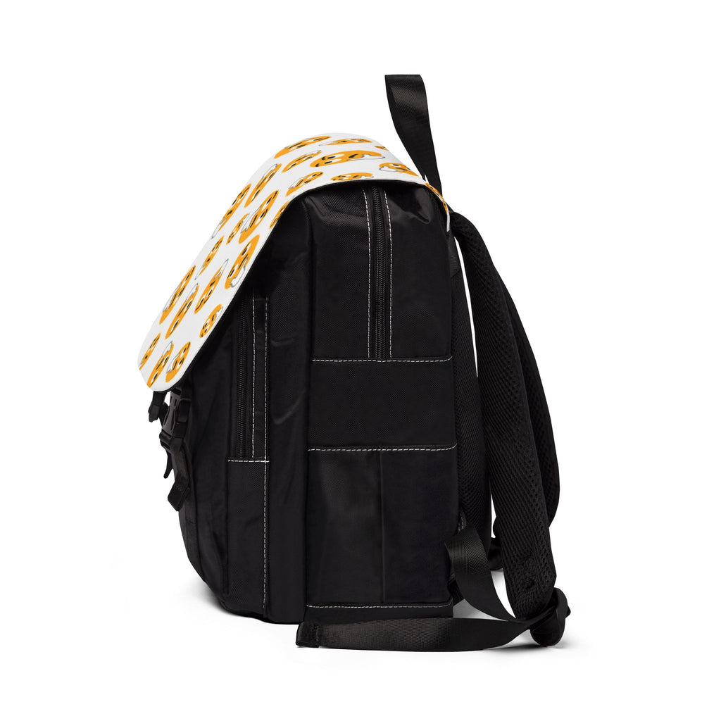 Emoji Pattern Backpack — Playful Thinking Face Shoulder Backpack