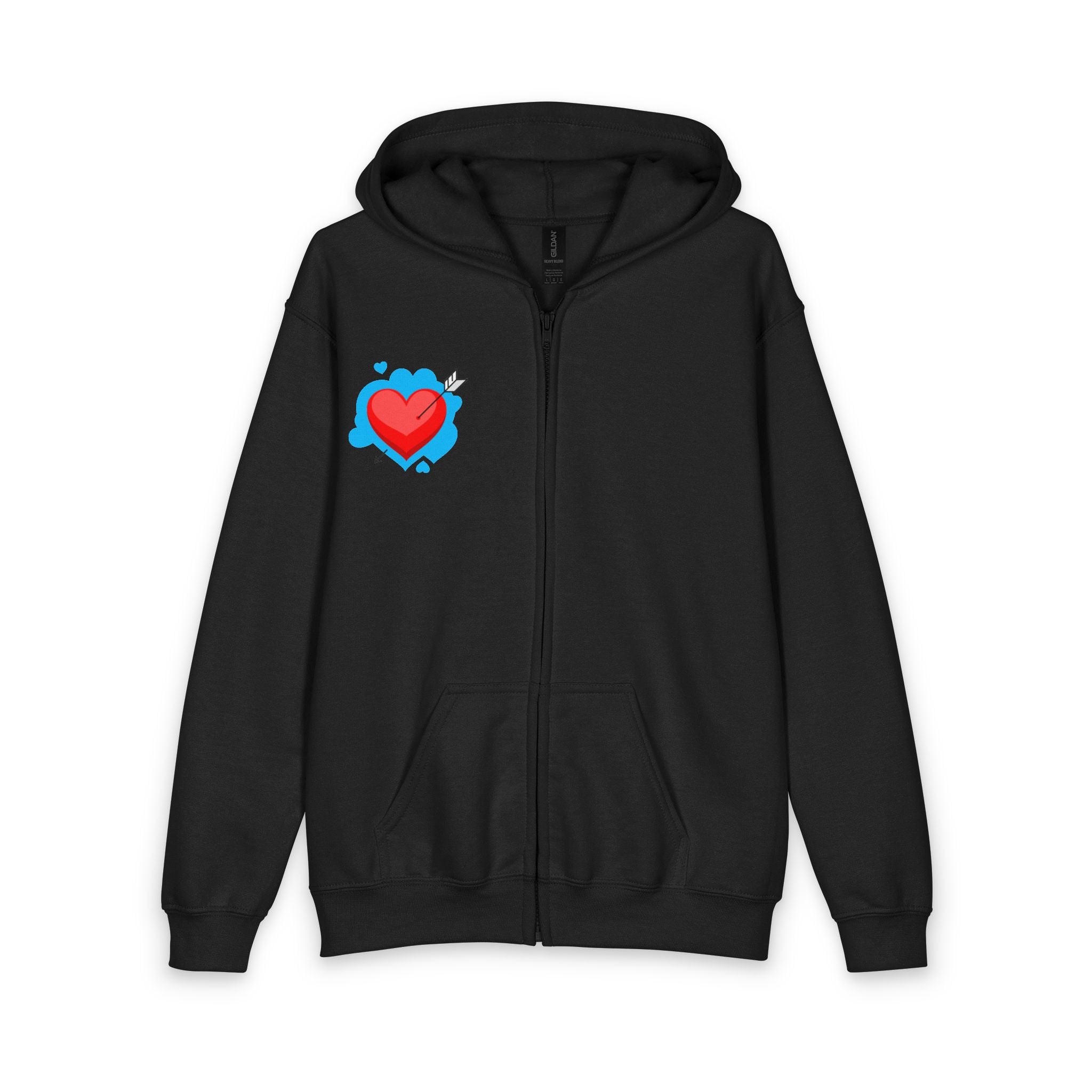 Heart Arrow Zip Hoodie — Youth Graphic Valentine's Hoodie