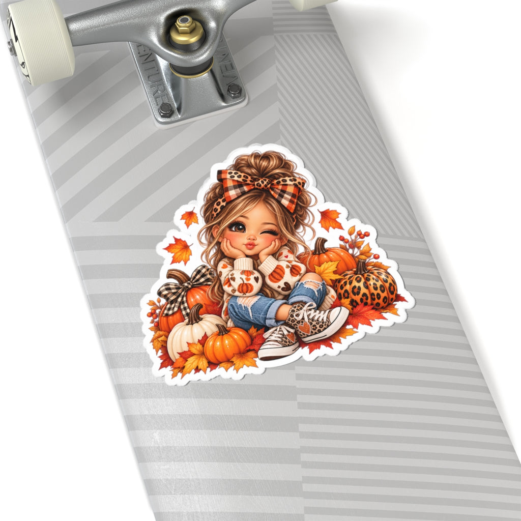 Fall Pumpkin Girl Kiss-Cut Sticker