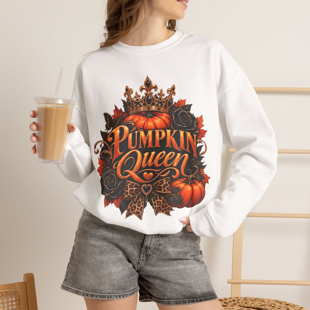 Pumpkin Queen Sweatshirt — Autumn Pumpkin Crown Fall Crewneck