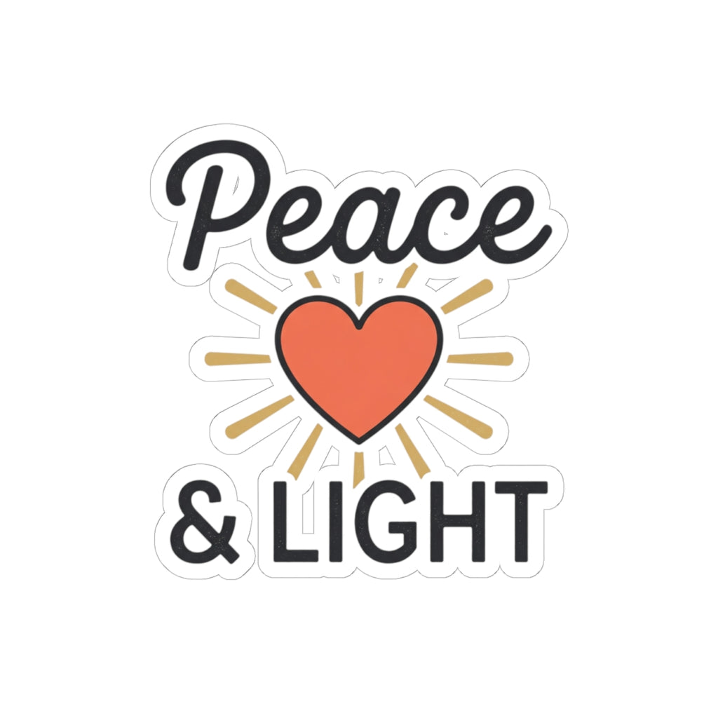 Peace & Light Heart Sticker — Positive Vibes Kiss-Cut Sticker