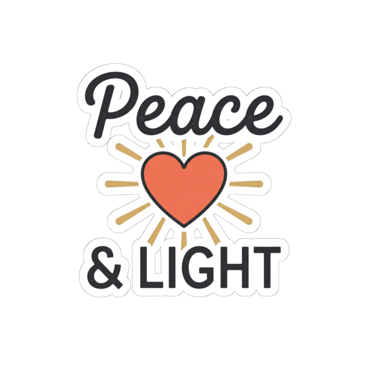 Peace & Light Heart Sticker — Positive Vibes Kiss-Cut Sticker