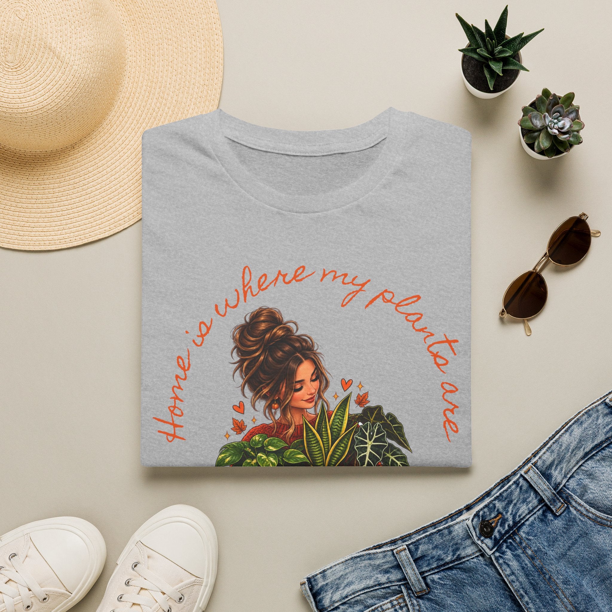 Plant Mom Graphic T-Shirt — “Home is Where My Plants Are” Cozy Plant Lover Tee