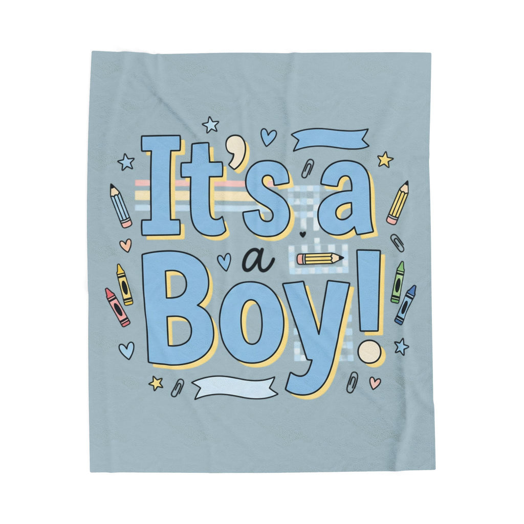 It's a Boy Velveteen Plush Blanket – Baby Shower Newborn Gift