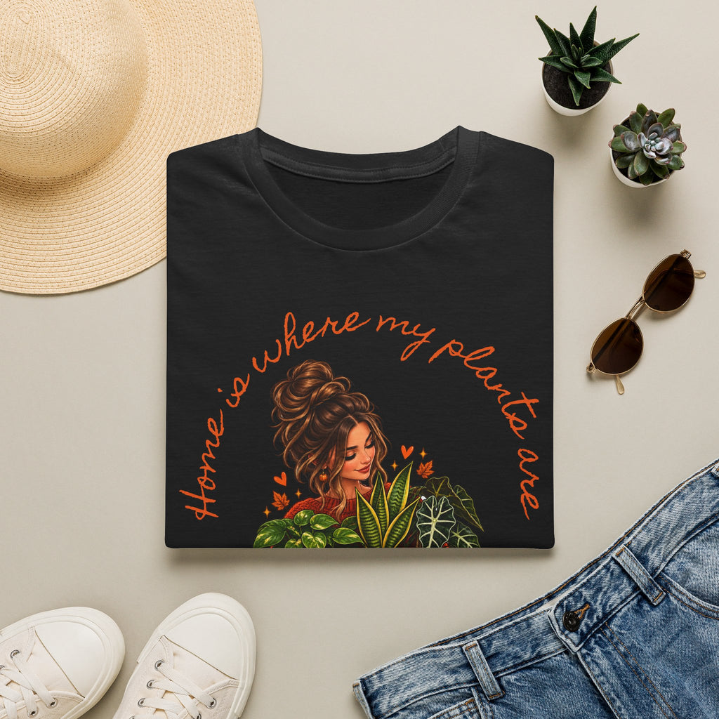 Plant Mom Graphic T-Shirt — “Home is Where My Plants Are” Cozy Plant Lover Tee