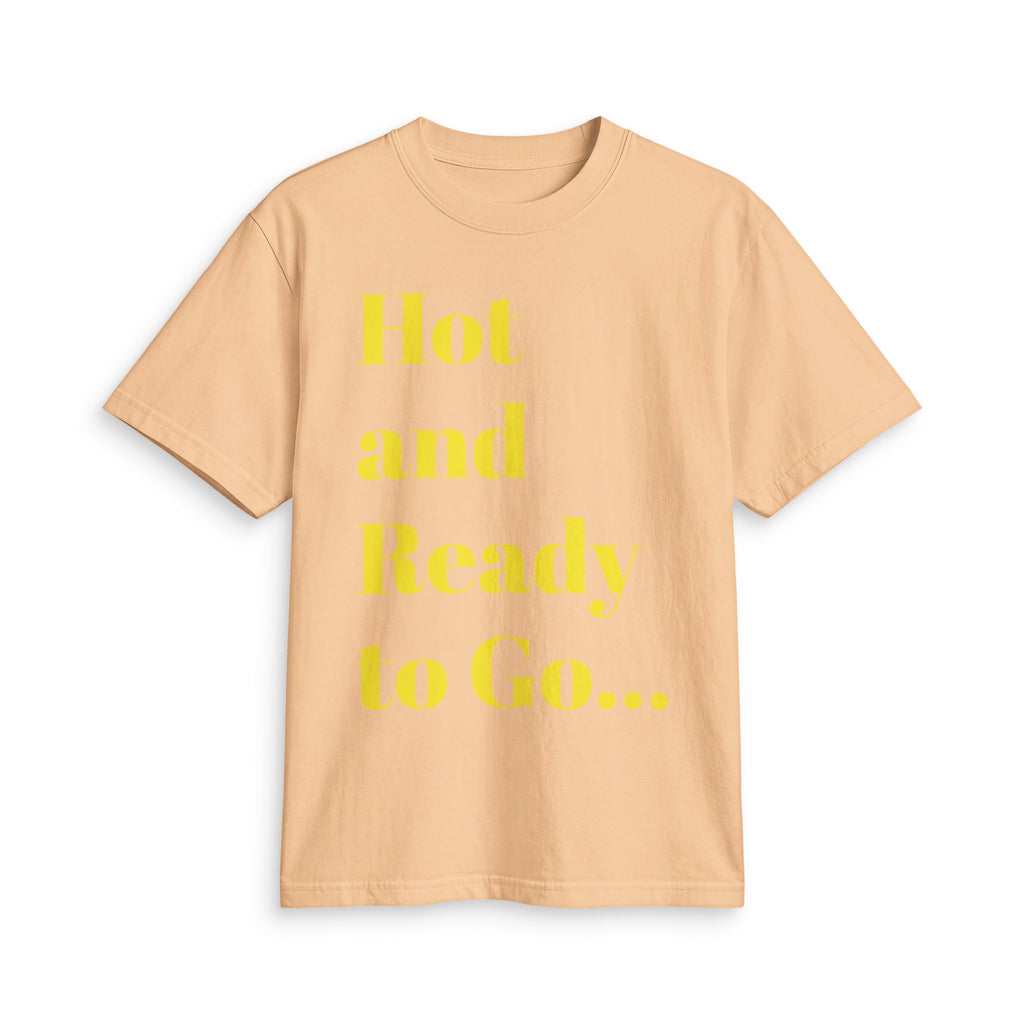 “Hot and Ready to Go…Home” Graphic T-Shirt — Funny Yellow Slogan Tee