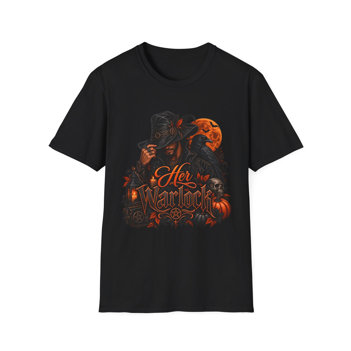 Graphic T‑Shirt — 'Her Majesty' Gothic Witch with Orange Moon