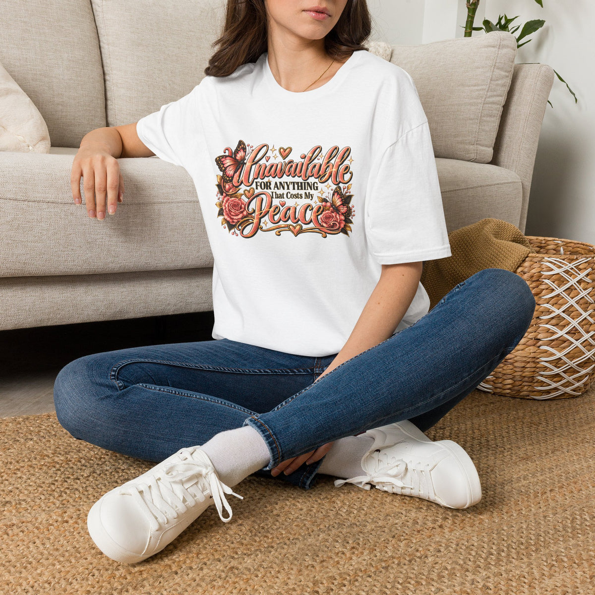 T-Shirt — "Beautiful for Anything That Costs Me Peace" Floral Graphic Tee