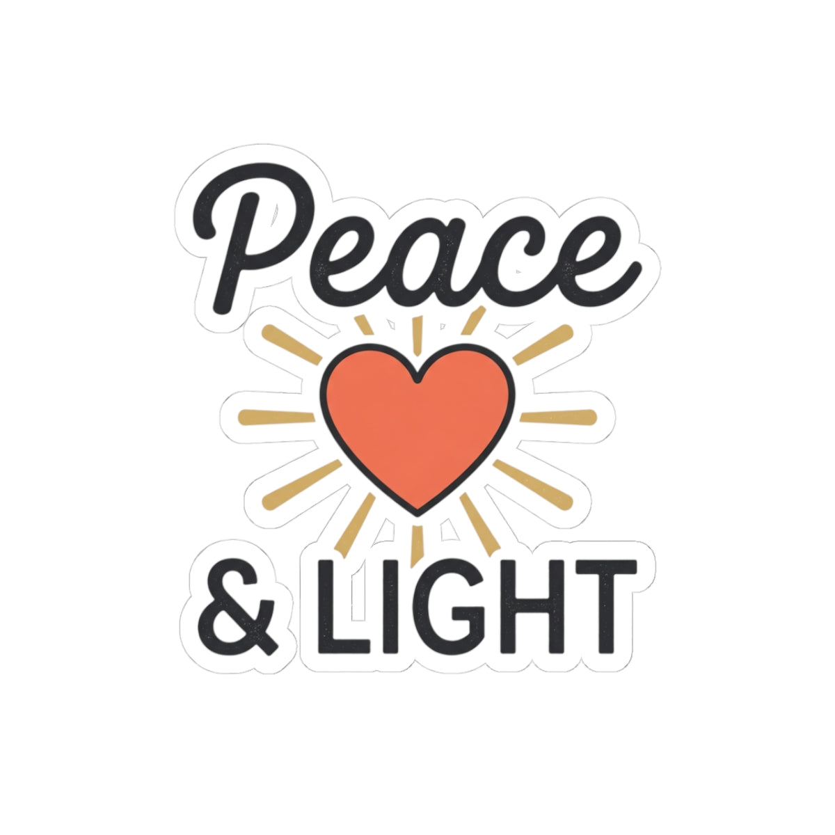 Peace & Light Heart Sticker — Positive Vibes Kiss-Cut Sticker