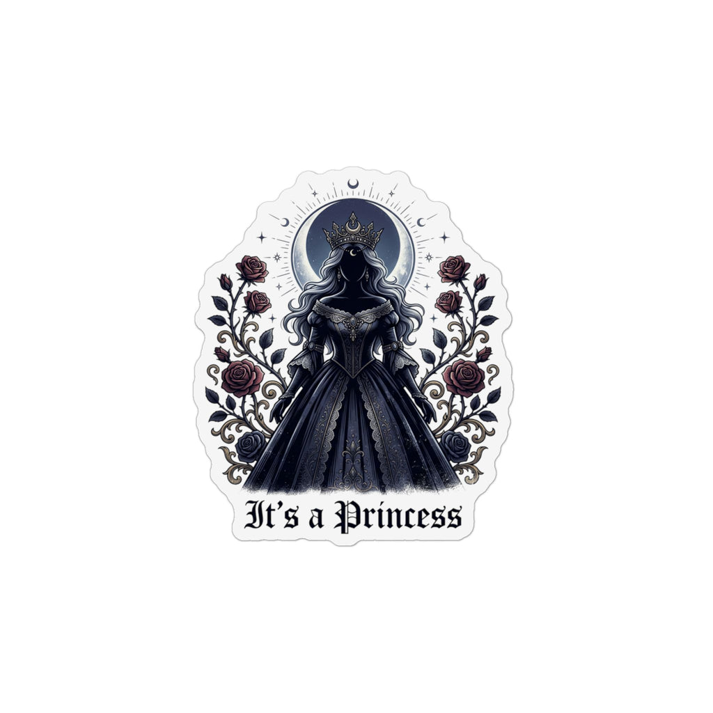 Gothic "It's a Princess" Custom Shape Magnet — Dark Princess Floral Fridge Sticker