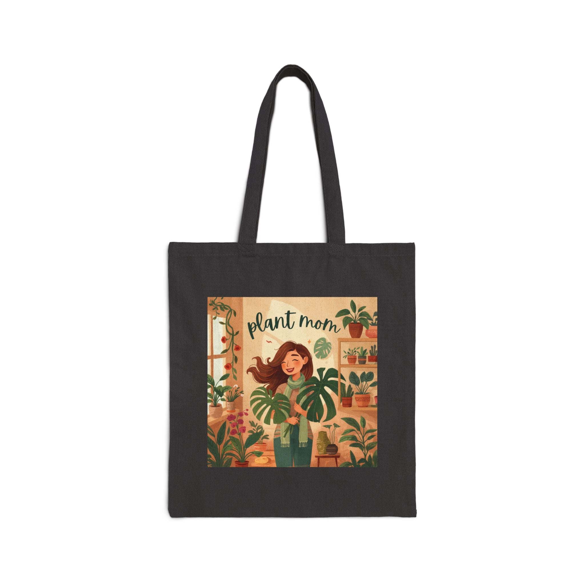 Plant Mom Canvas Tote Bag — Cute Indoor Plant Lover Grocery Beach Tote