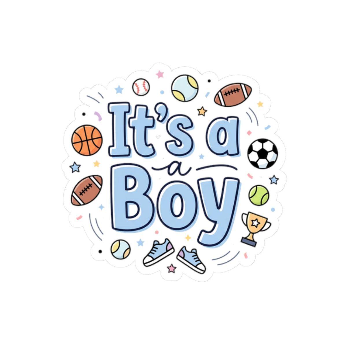 It’s a Boy Sports Baby Shower Sticker — Gender Reveal Kiss-Cut Decal