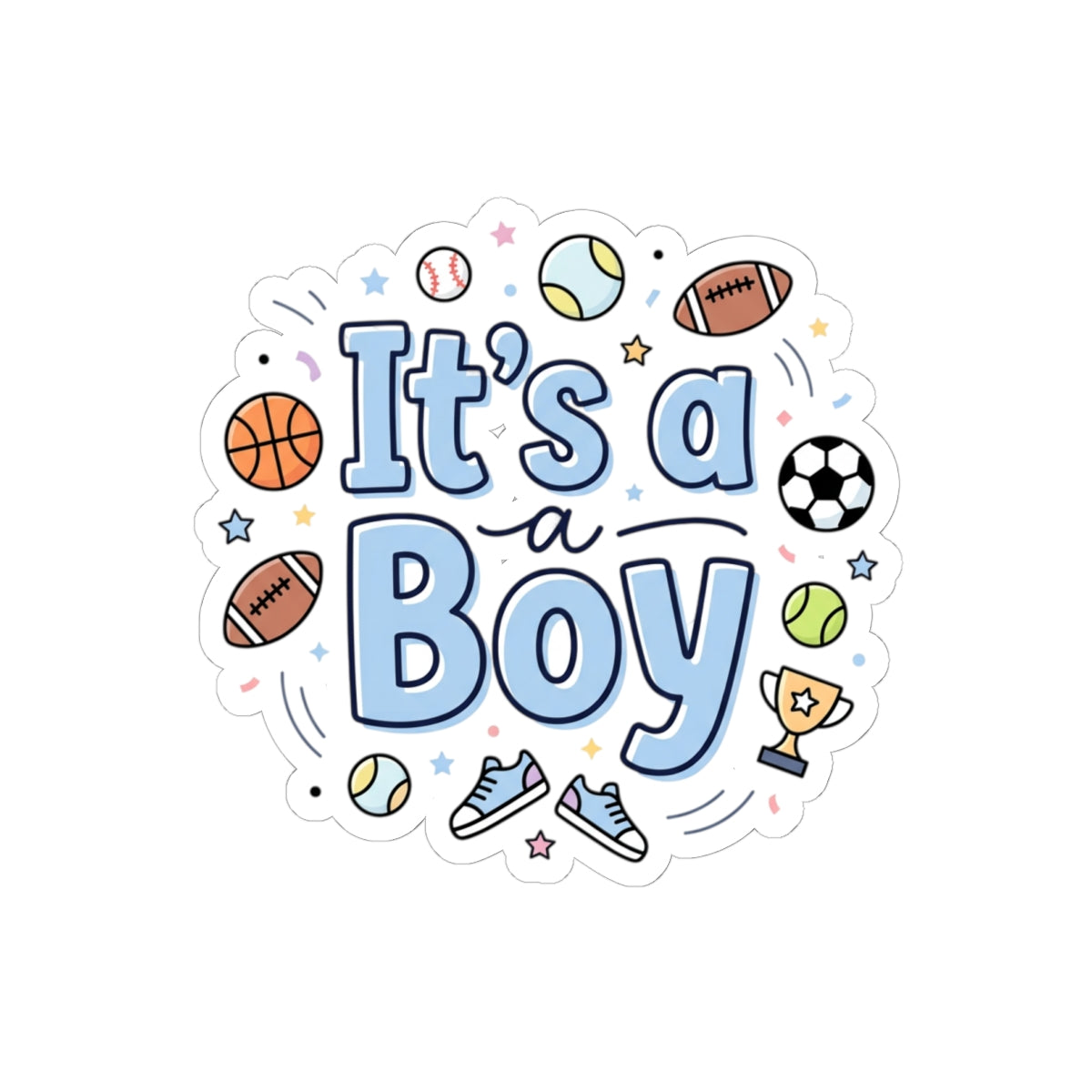It’s a Boy Sports Baby Shower Sticker — Gender Reveal Kiss-Cut Decal