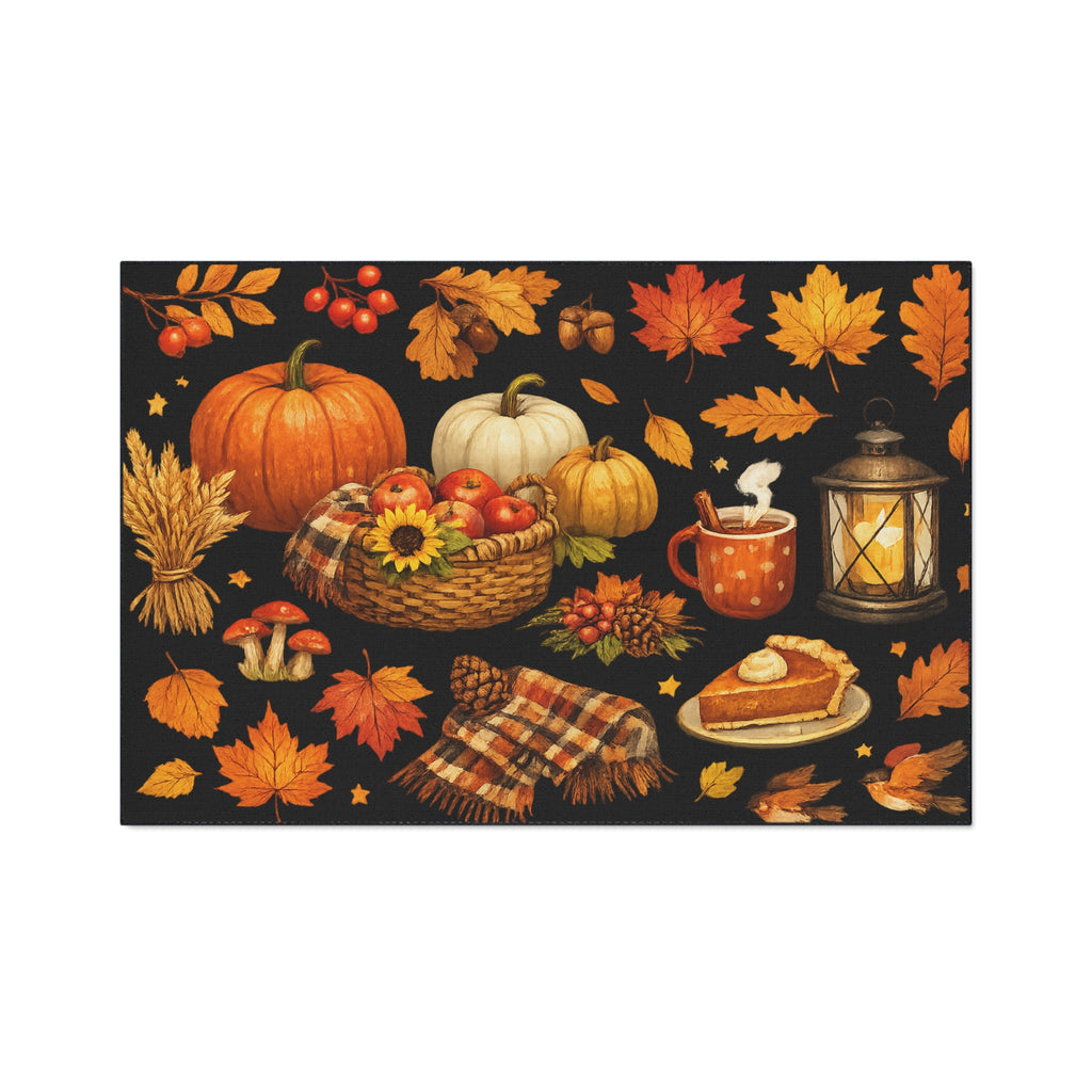 Autumn Harvest Floor Mat — Fall Pumpkin & Leaves Doormat