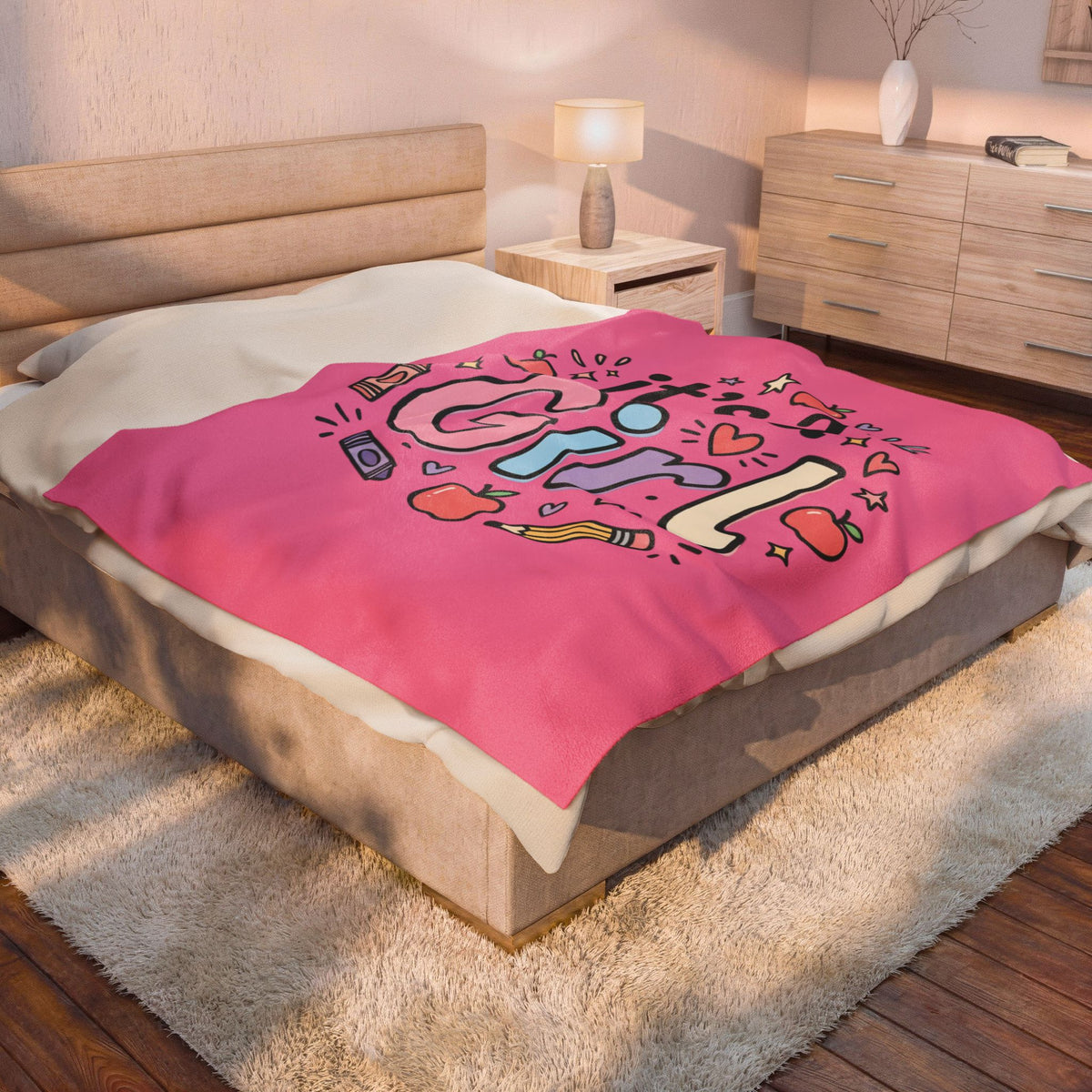 It's a Girl Velveteen Plush Blanket – Pink Baby Announcement & Newborn Gift
