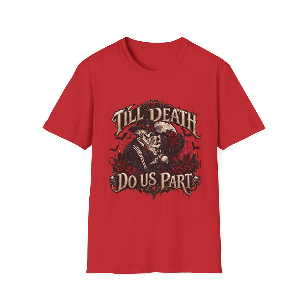 Till Death Do Us Part Skull & Rose T-Shirt — Gothic Couple Vows Tee
