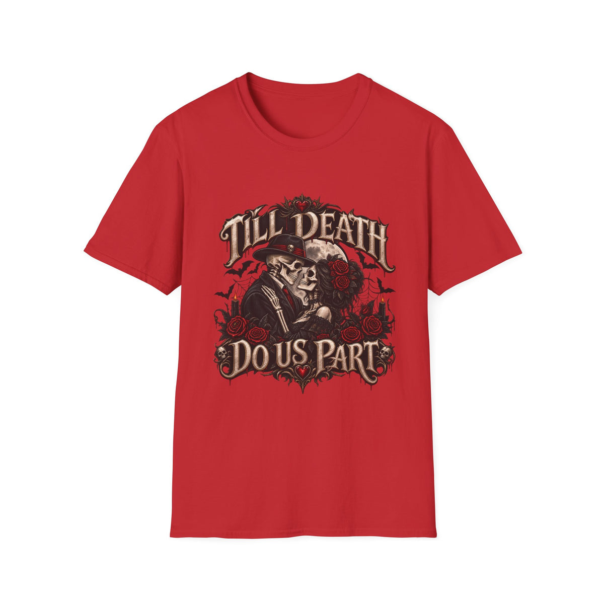 Till Death Do Us Part Skull & Rose T-Shirt — Gothic Couple Vows Tee