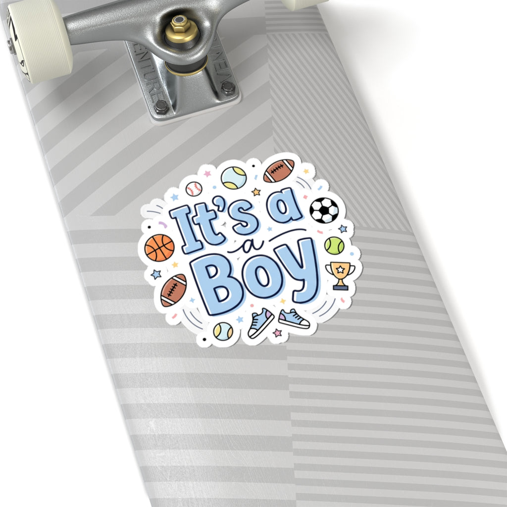 It’s a Boy Sports Baby Shower Sticker — Gender Reveal Kiss-Cut Decal