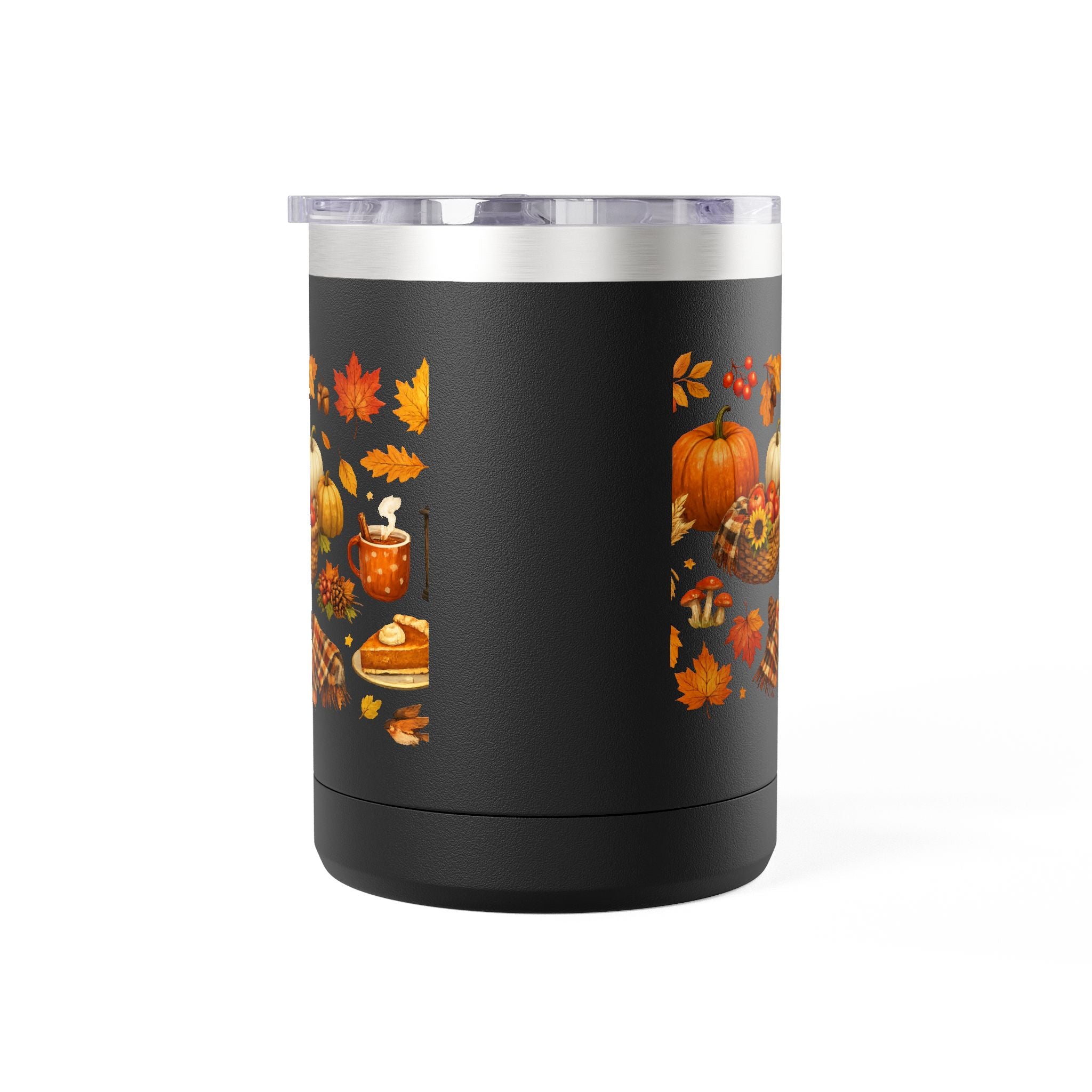 Autumn Harvest 15oz Travel Mug — Pumpkin, Leaves & Pie Fall Tumbler