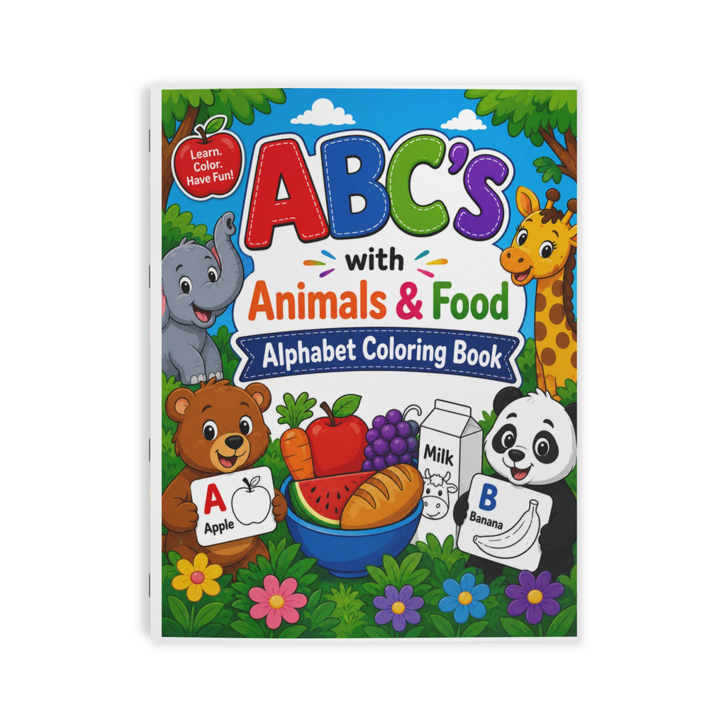 ABC Animals & Food Alphabet Coloring Book — Kids Alphabet Coloring Book