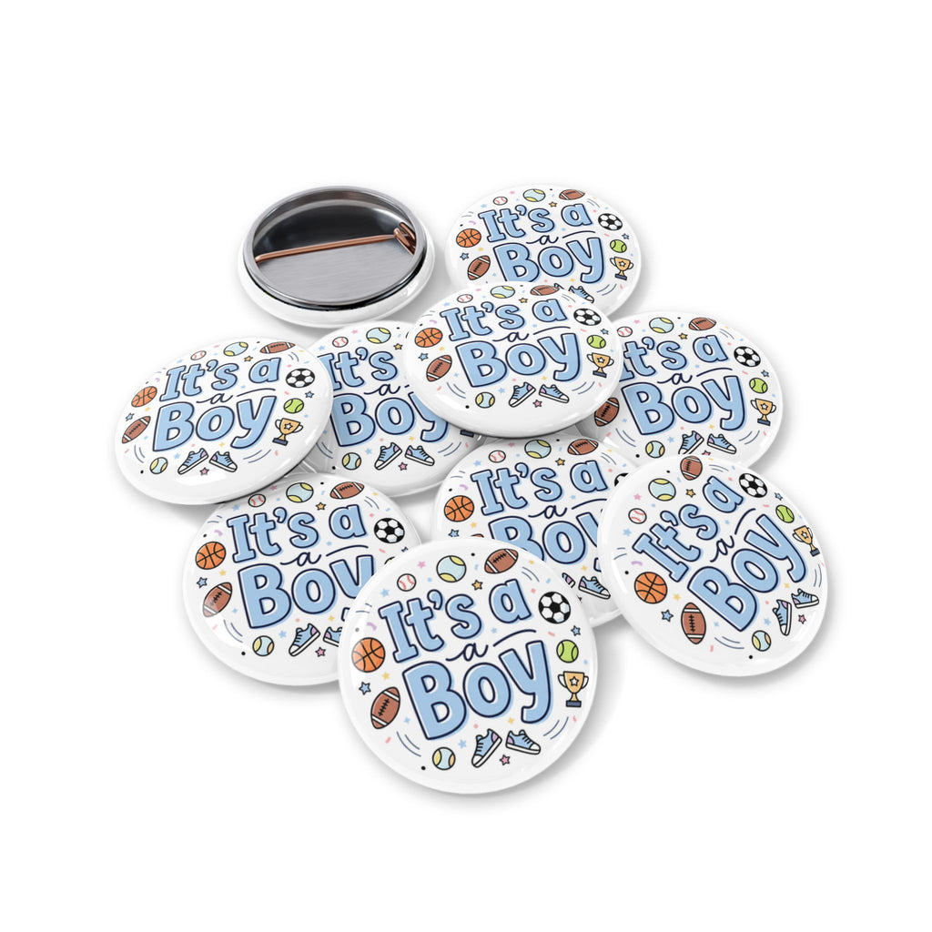 It's a Boy Round Pin — Baby Shower Announcement Button