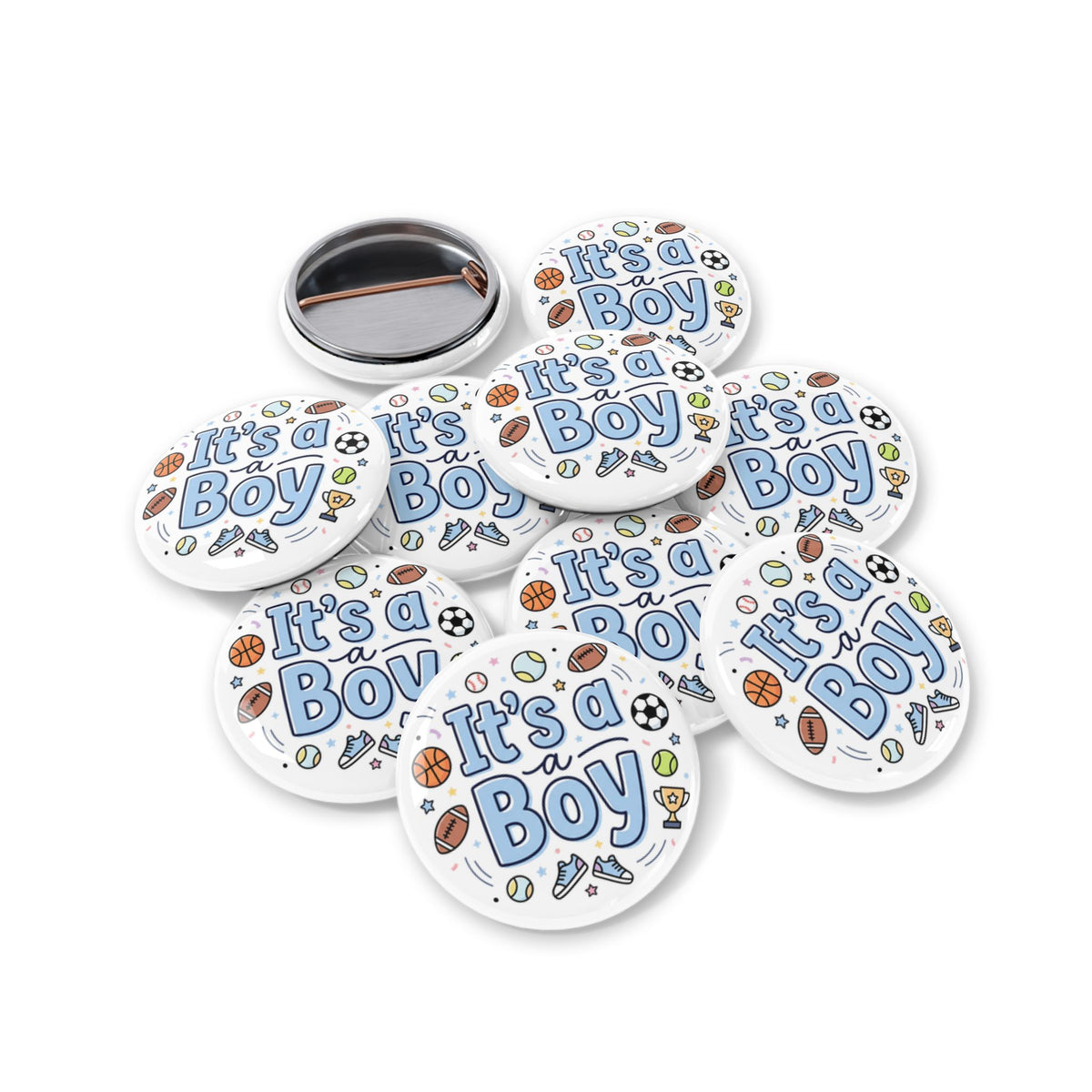 It's a Boy Round Pin — Baby Shower Announcement Button